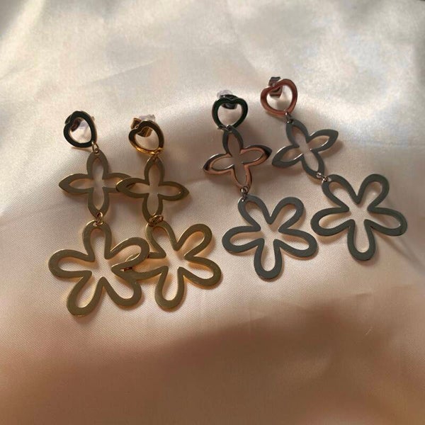 earrings hearts and flowers