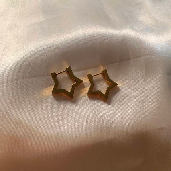 earrings small hoops stars gold
