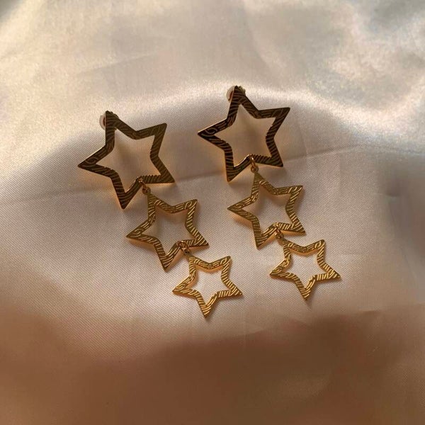 earrings 3 stars gold