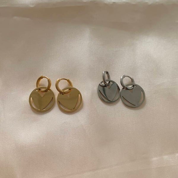 earrings big heart coins