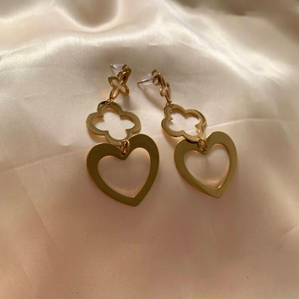 earrings hearts & clovers gold