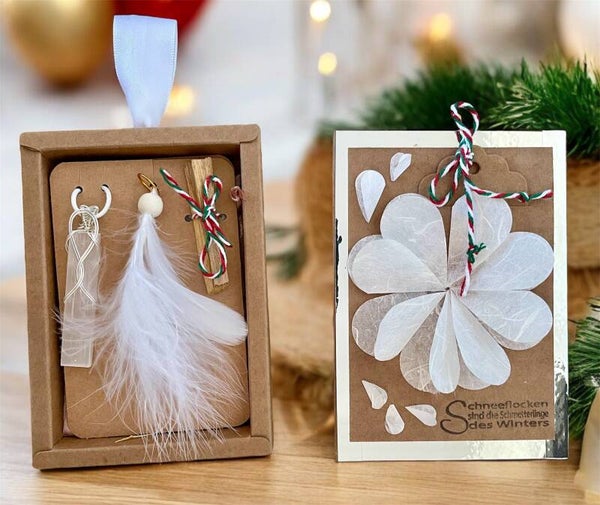 Handgemachte Weihnachtsbox: Engel, Selenit-Schmuck und Palo Santo für Dein Festtagsritual | Edle Weihnachtsgeschenkbox | besonderes Geschenk