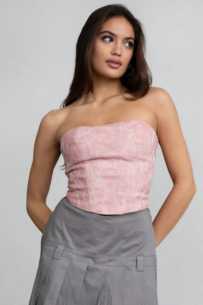 Cowboy back tie tube top