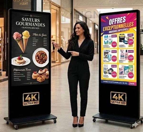 Borne publicitaire Tactile LCD 4K sur pied – Intérieur Pro
