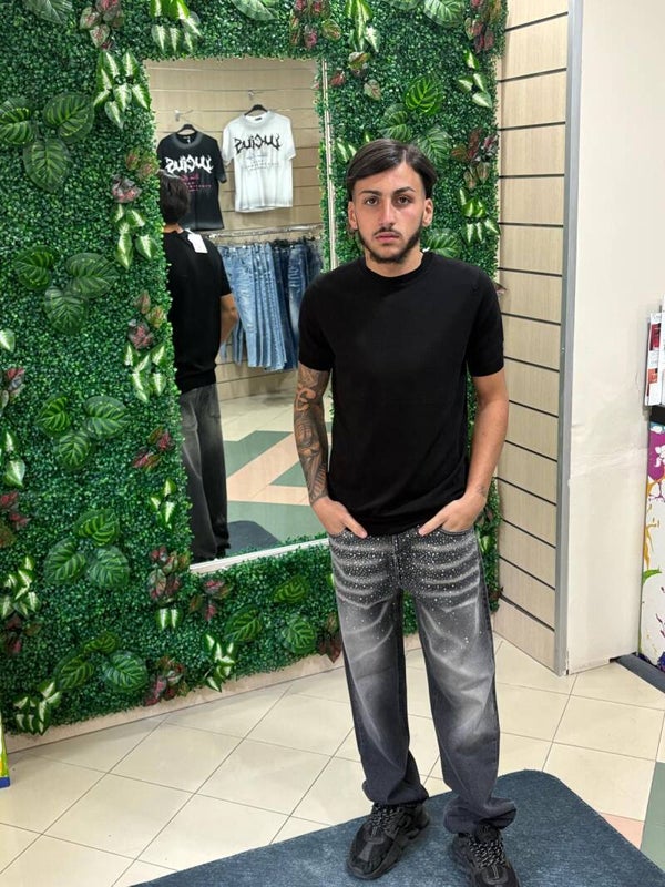 Jeans brillantinato grigio