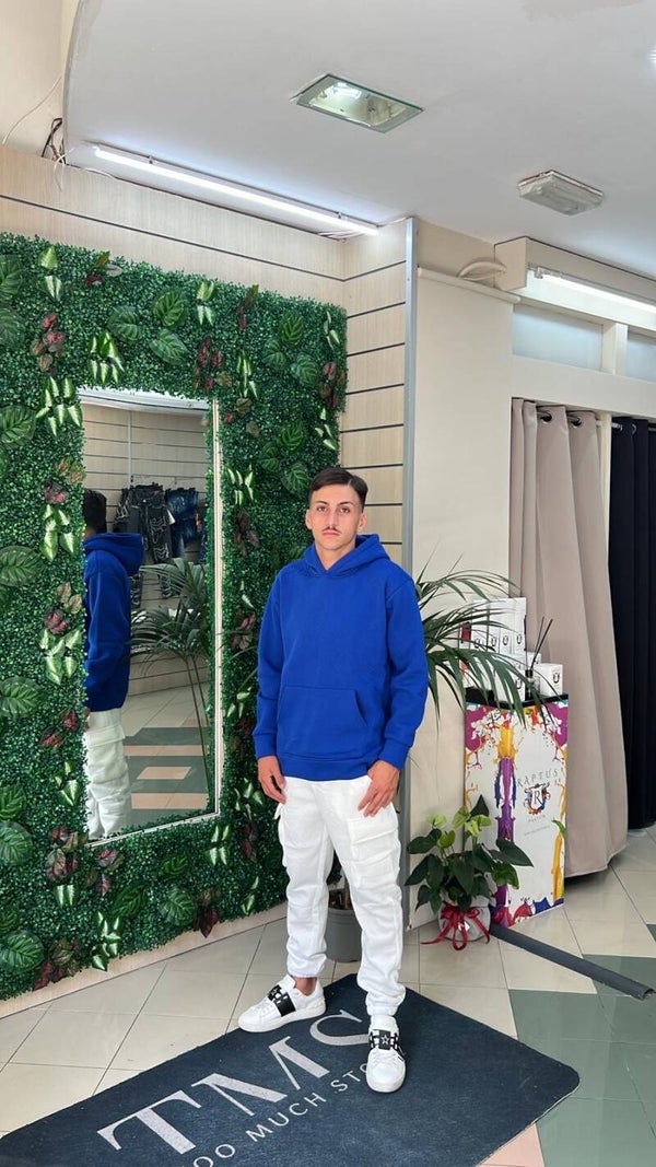 Felpa blu elettrica boxy