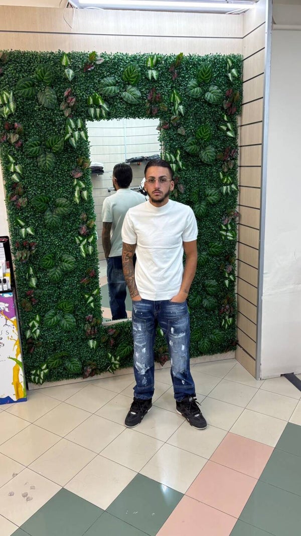 Jeans blu con finta