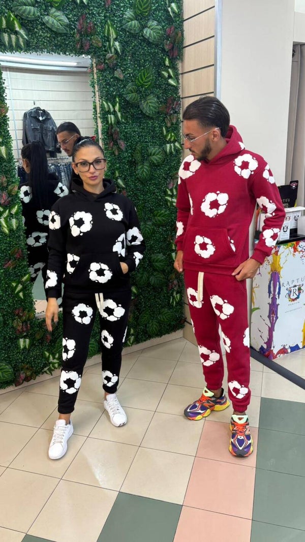 Tuta con i fiori BIMBO ROSSA