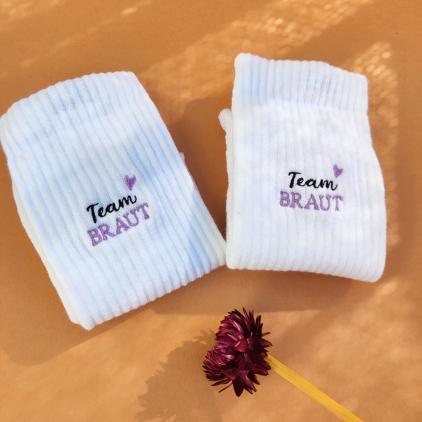 Unisex Bio-Baumwoll Socken mit Team Braut/ Bride Stickerei