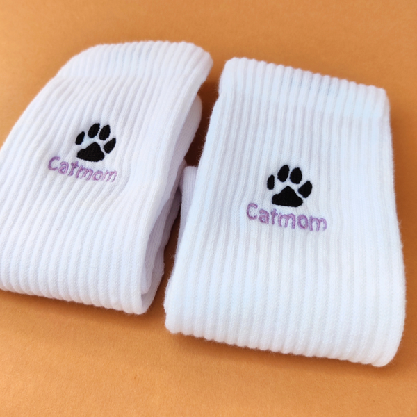 Unisex Bio-Baumwoll Socken mit Katzenpfote und Catmom Stickerei