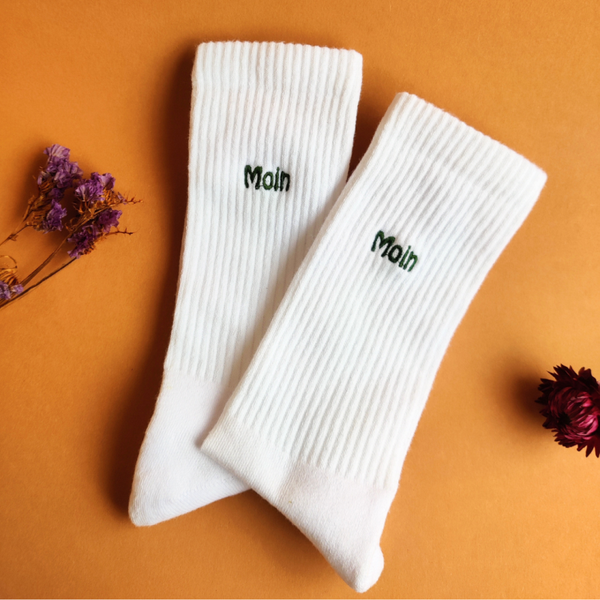 Unisex Bio-Baumwoll Socken mit Moin Stickerei