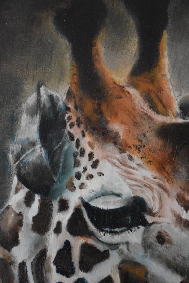 olieverfschilderij: 'giraffe in beeld' van Corinne. Atelier de Veldbloem in Emst, Epe, Vaassen, Gelderland, Veluwe. Dieren, giraf