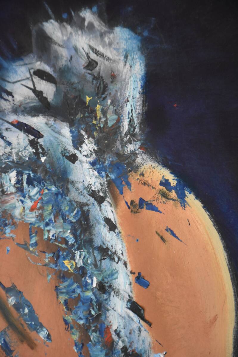 Overgave, gevolgen van vroegkinderlijk trauma, uit elkaar vallen, childhoodtrauma, olieverf, schilderij  door Corinne van Atelier de Veldbloem in Emst, Epe, Vaassen, Gelderland, Veluwe