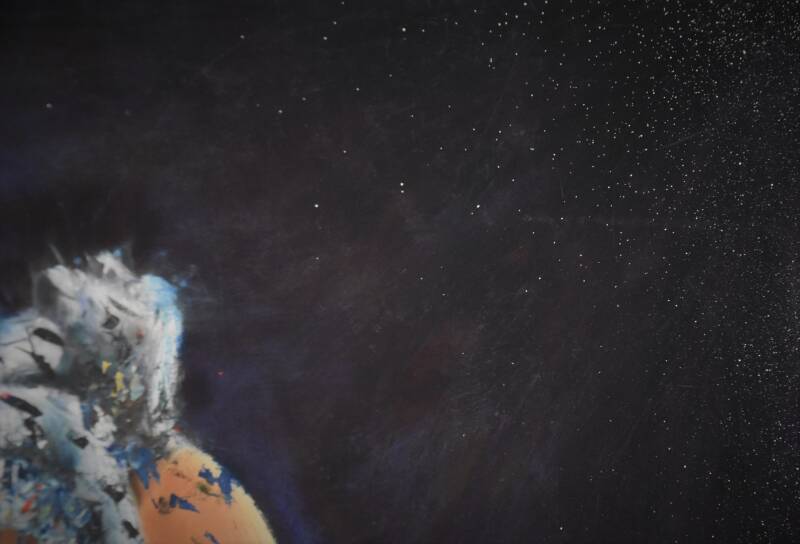 Overgave, gevolgen van vroegkinderlijk trauma, uit elkaar vallen, childhoodtrauma, olieverf, schilderij  door Corinne van Atelier de Veldbloem in Emst, Epe, Vaassen, Gelderland, Veluwe