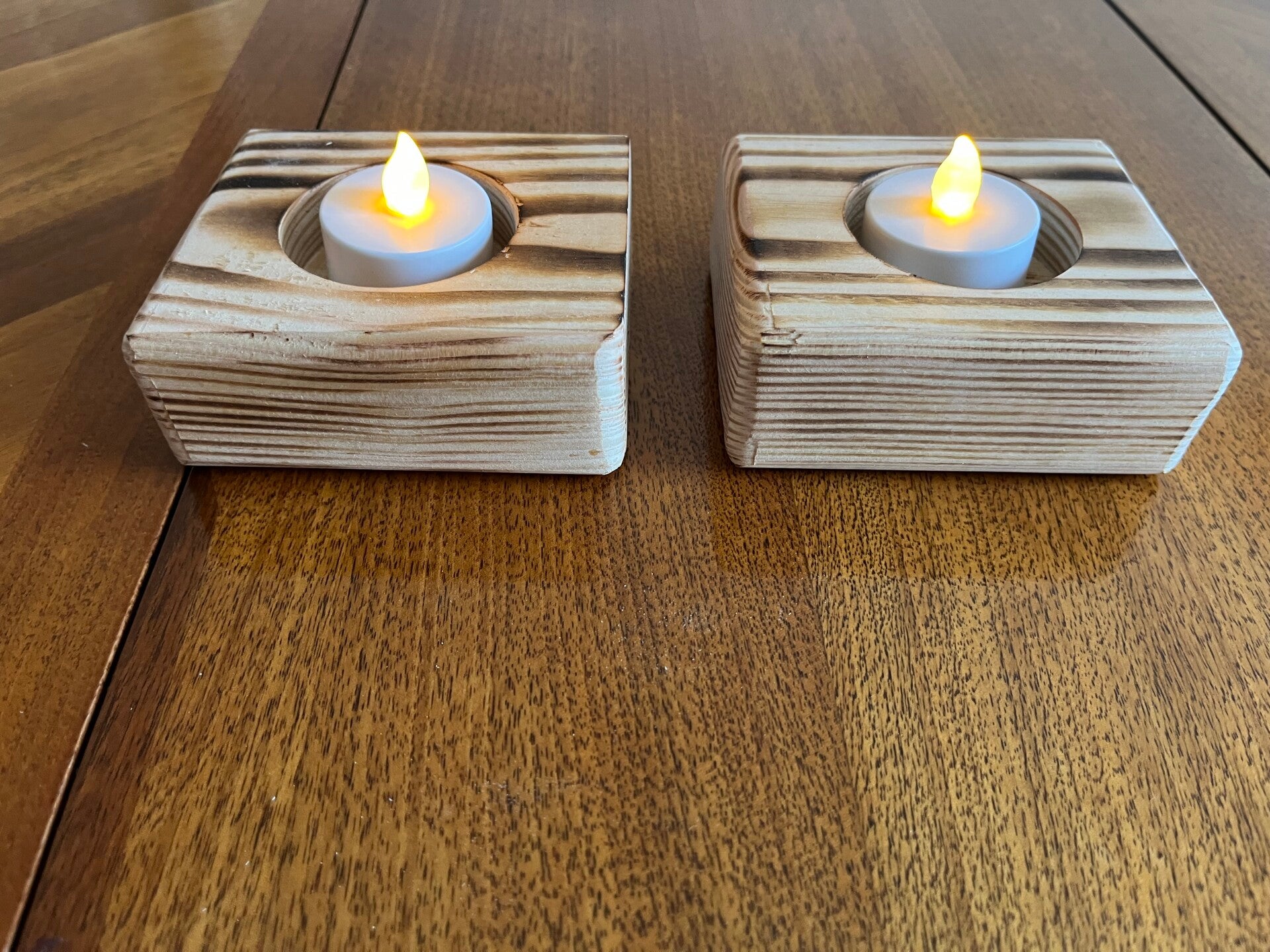 Single Tea Candle Holder without votive - burned finish  2 pack