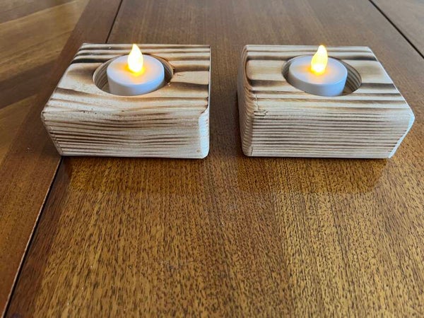 Single Tea Candle Holder without votive - burned finish  2 pack