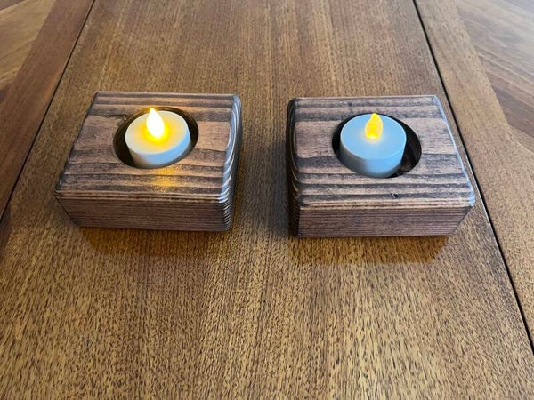 Single Tea Candle without votive stained finish - 2 pack