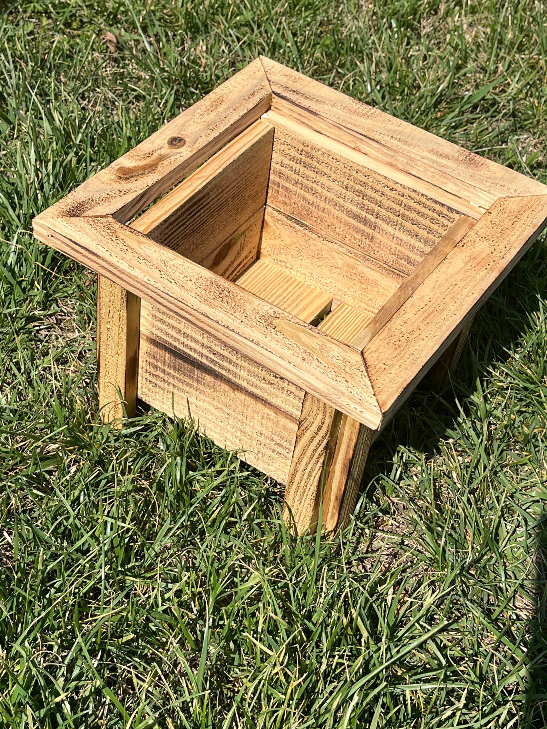 Small 9in Cedar Planter - burned finish