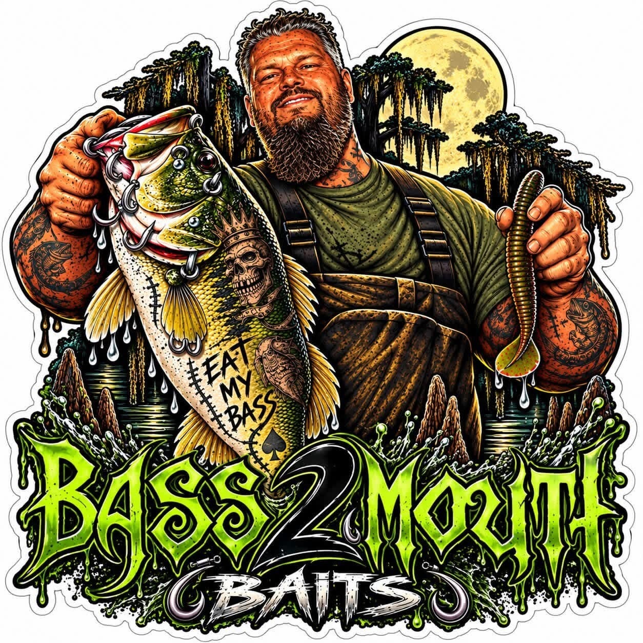 Bass2Mouth Baits Die-Cut Sticker