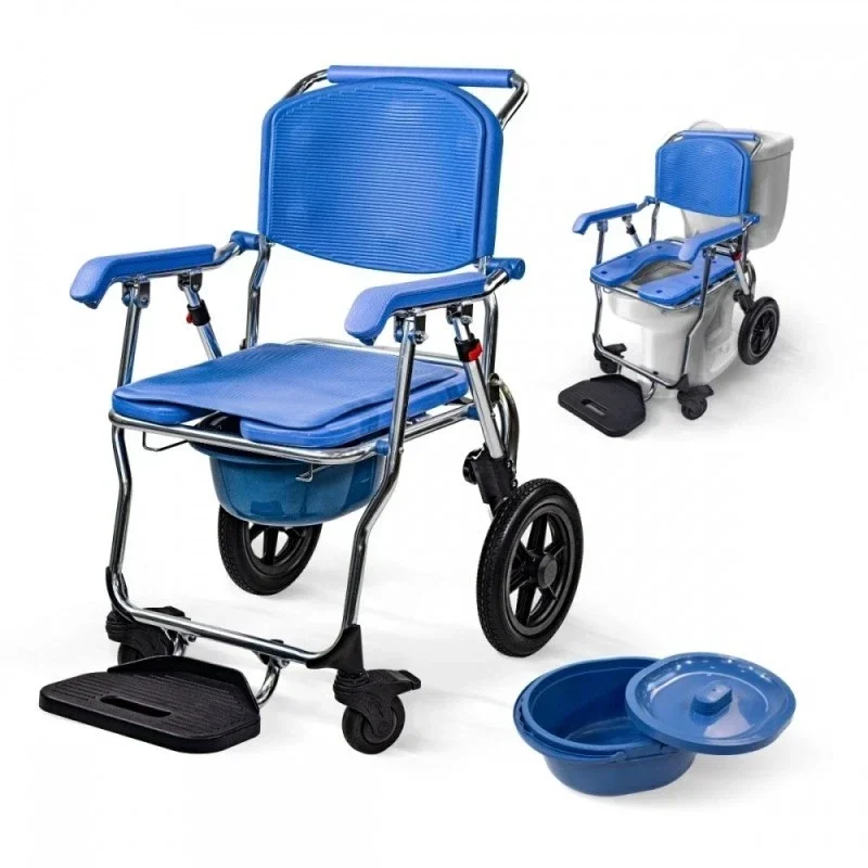 Sedia a rotelle con wc3 in 1 Pieghevole e leggera Secchio da 6,5 l