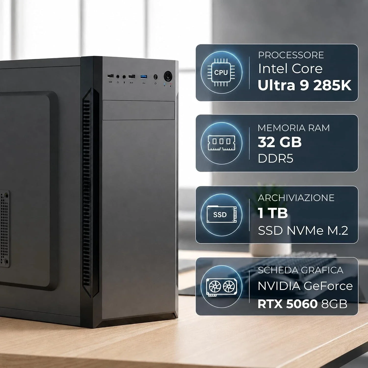 PC Fisso Intel Core Ultra 9 285K AI Integrata • Intel Graphics • RAM 32GB+1tb