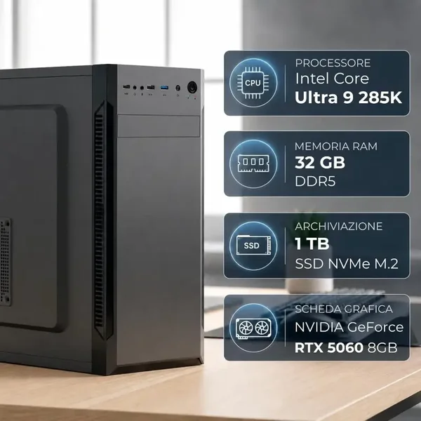 PC Fisso Intel Core Ultra 9 285K AI Integrata • Intel Graphics • RAM 32GB+1tb