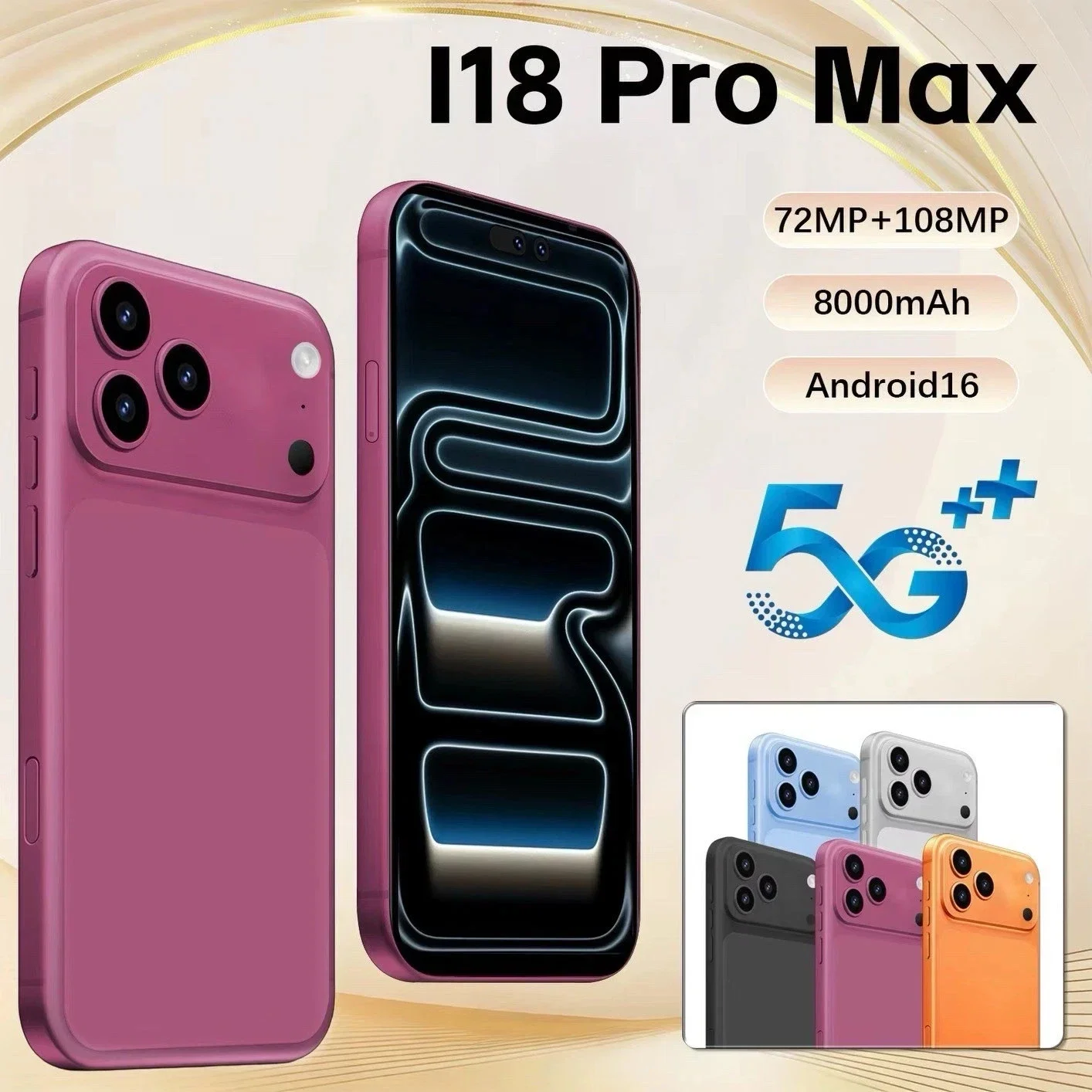 Smartphone 5G Android 15 Smartphone 7.3-inch 72MP+108MP 16GB RAM 1TB Unlocked