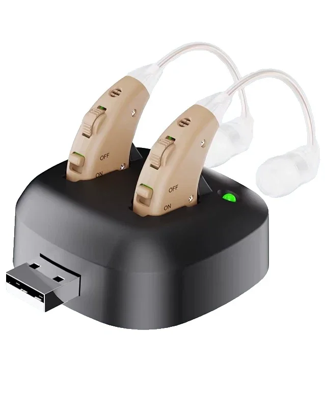 Apparecchi Acustici Digitale Ricaricabile Amplificatore Uditivo+ coppia dock USB