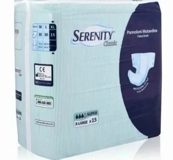 60 Pannoloni a Mutandina Serenity classic super taglia XL per incontinenza 4X15 pz