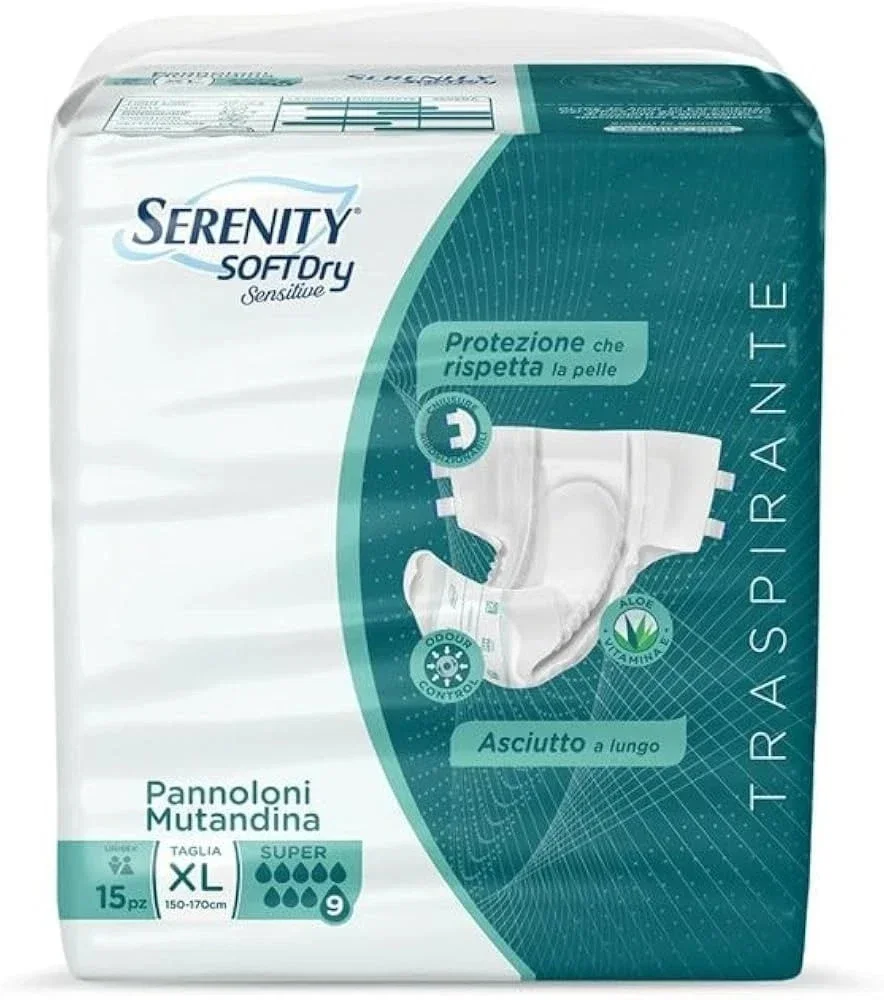 60 Pannoloni Serenity SUPER SENSITIVE traspirante XL 4 confezioni Da 15pz