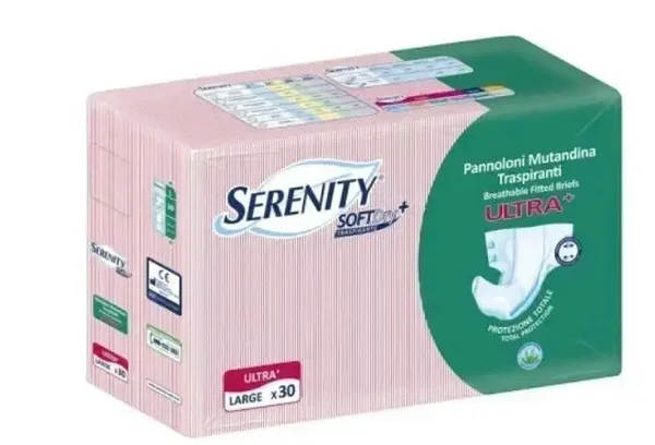 90 pz Pannoloni per anziani a Mutandina Serenity Ultra. Taglia L 3 x 30 Pz