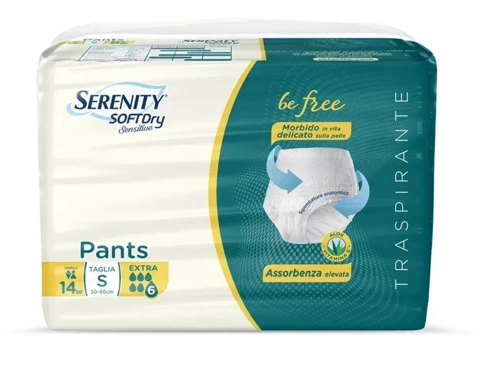 112 PANNOLONI A SLIP TAGLIA S SERENITY PANTS SENSITIVE EXTRA 8 CONF.DA 14 PEZZI