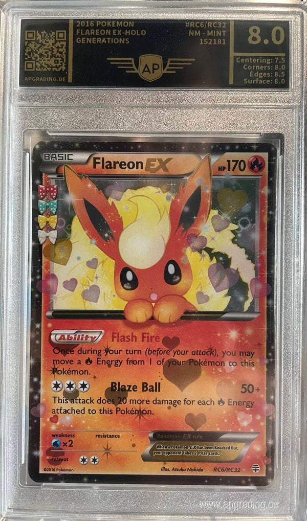 Generations 2016 Flareon EX Holo AP Graded 8,0