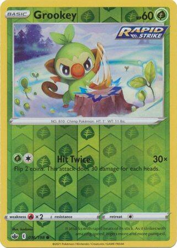 Chilling Reign 016/198 Grookey Reverse Holo