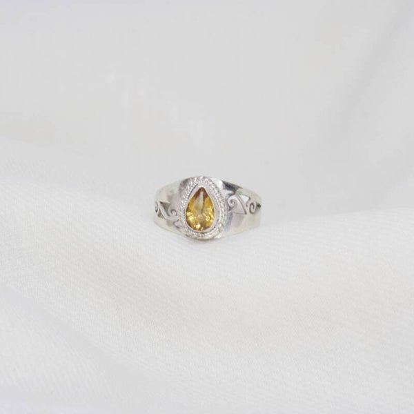 Citrien Zilveren Ring