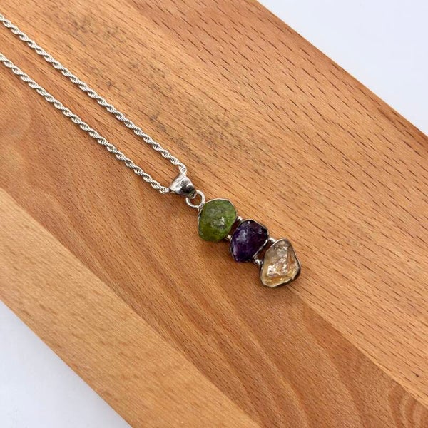 Harmonie Trio - Peridoot, Citrien & Amethist Ketting