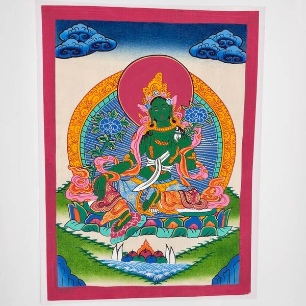 Groene Tara Thangka Schildering