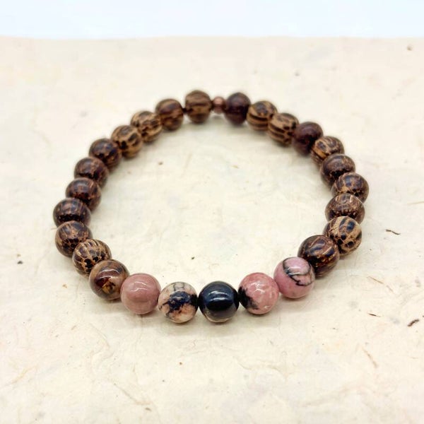 Purity armbanden (Kokosnoot en Rhodoniet)
