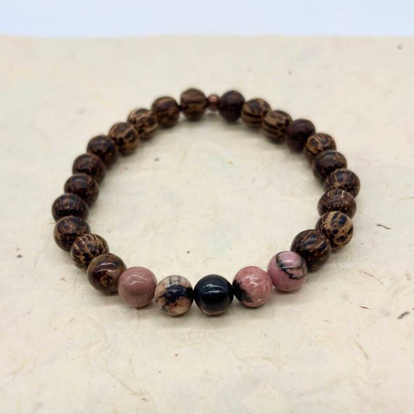 Purity armbanden (Kokosnoot en Rhodoniet)