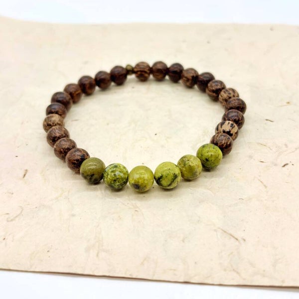 Purity armbanden (Kokosnoot en Serpentijn)