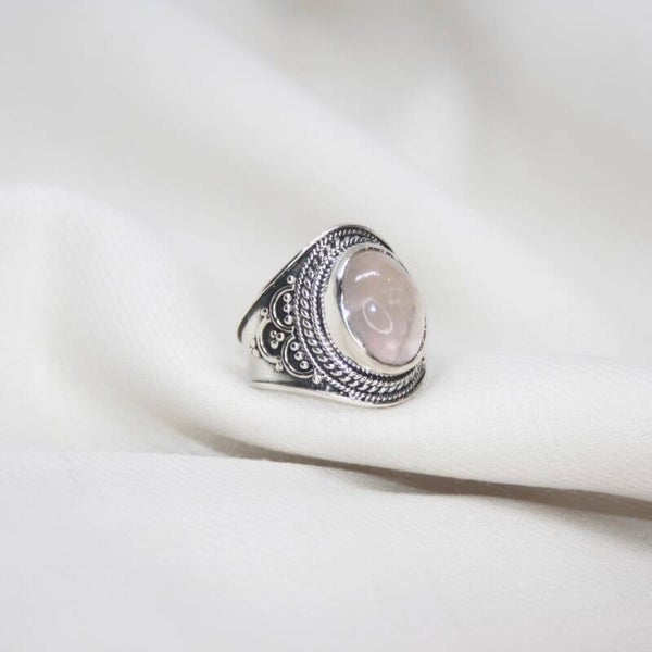 Rozenkwarts Zilveren Ring