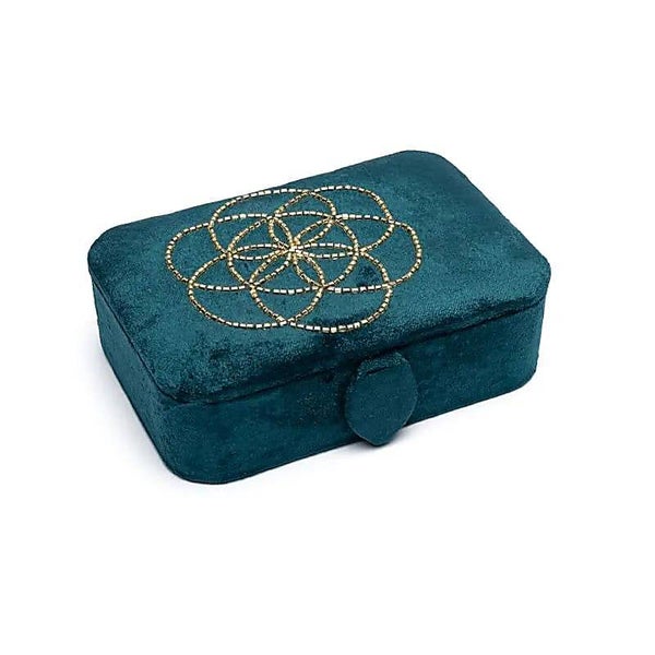 Fluwelen sieradendoosje met seed of life