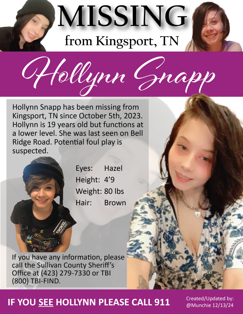 Hollynn Snapp missing from Kingsport, TN