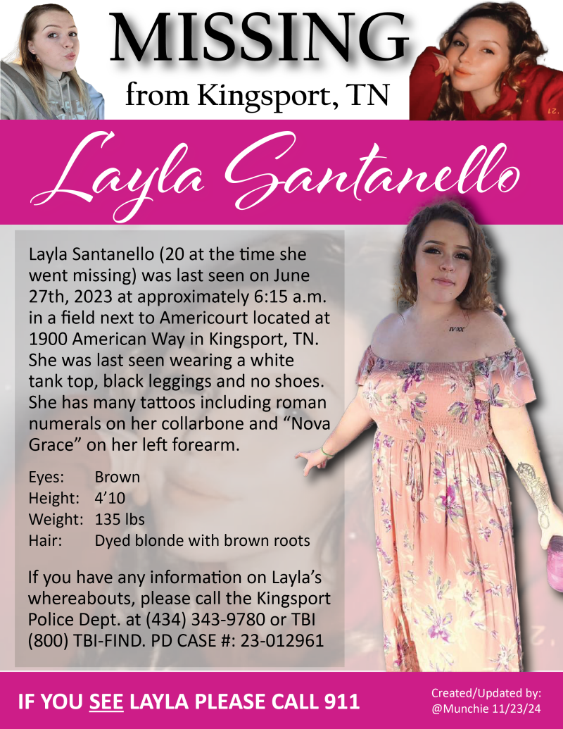 Layla Santanello missing from Kingsport, TN
