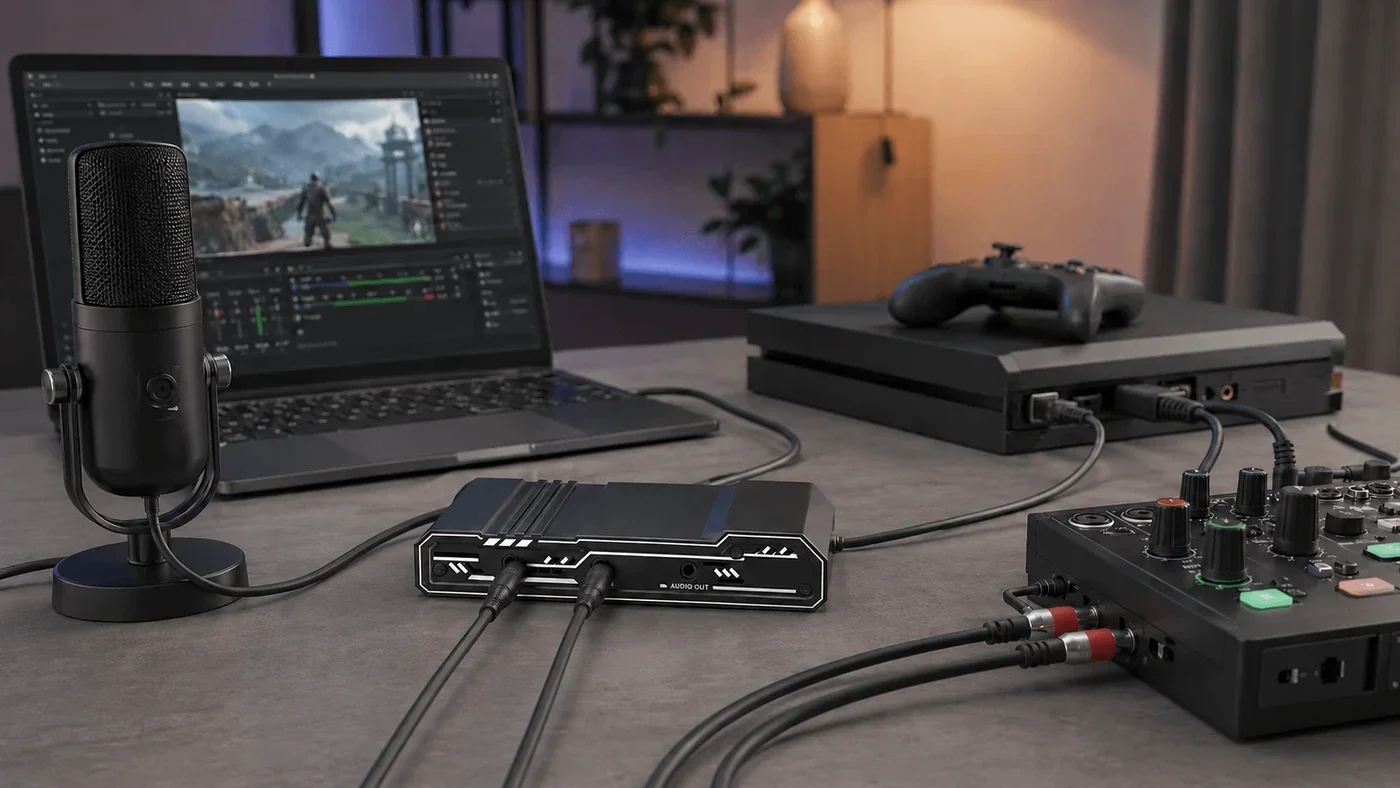 Lemorele HDMI capture card voor game-opname, streaming en professionele audioverbinding