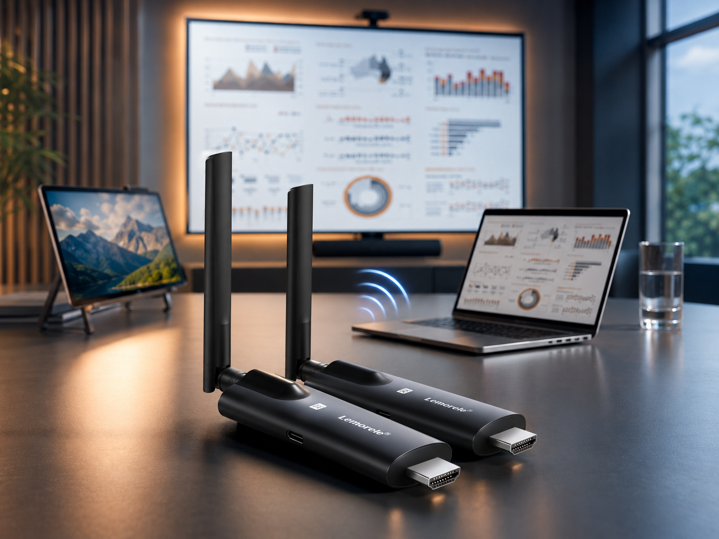 Lemorele HDMI transmitter en receiver voor draadloos presenteren
