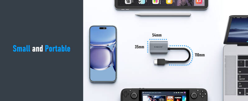 Compacte Lemorele HDMI naar USB-C adapter met draagbaar ontwerp voor AR-brillen en gaming