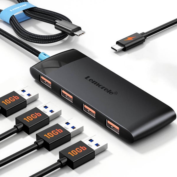 Lemorele TC108 – 4-in-1 USB-C Hub – 10Gbps High-Speed