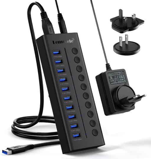 Lemorele TC119 – USB 3.0 Hub – 10 Poorten – 5Gbps Hoge Snelheid