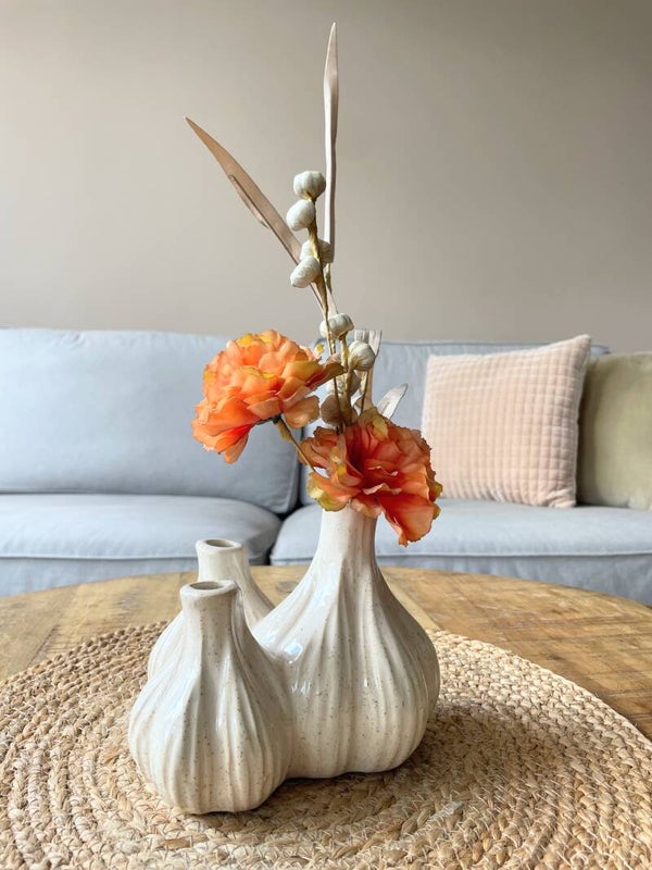 Tulpenvaas knoflook beige